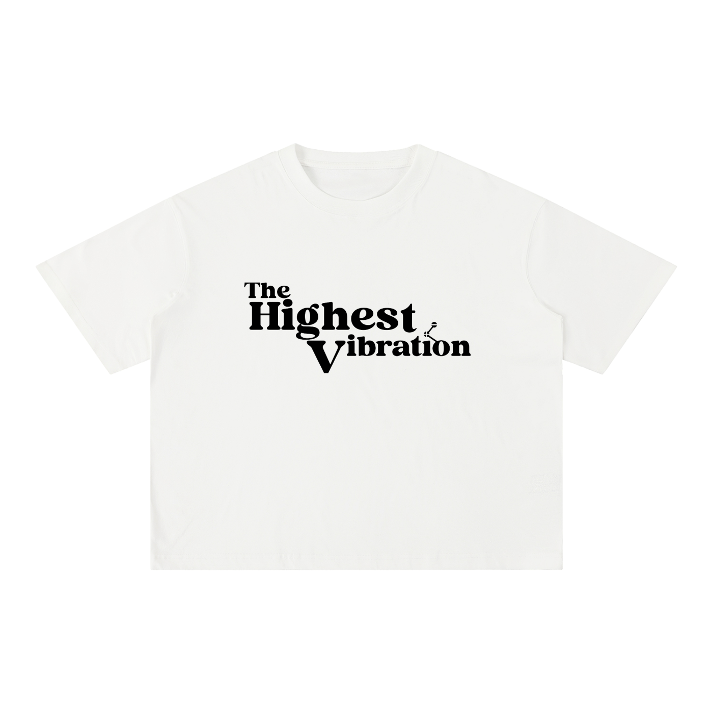 The Highest Vibration Mineral Wash Boxy Tee (Wht, Apricot)