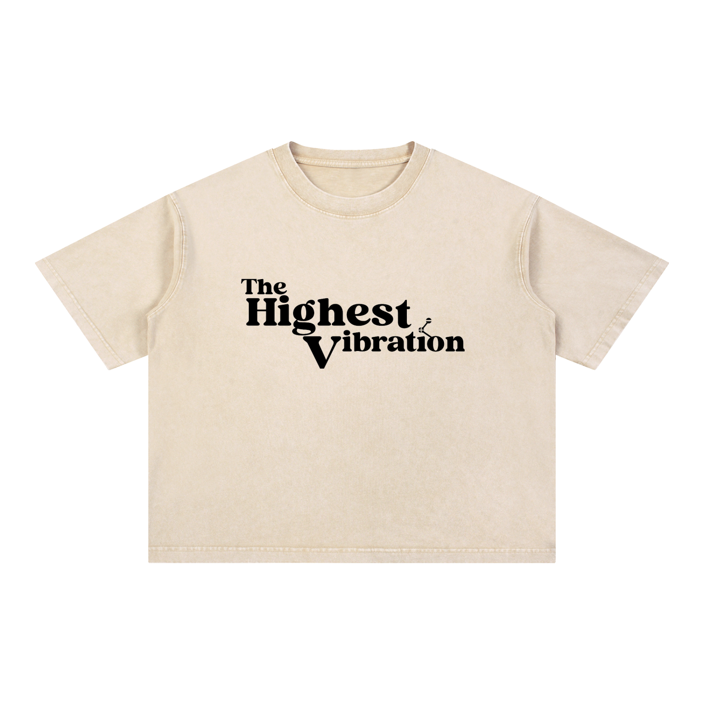 The Highest Vibration Mineral Wash Boxy Tee (Wht, Apricot)