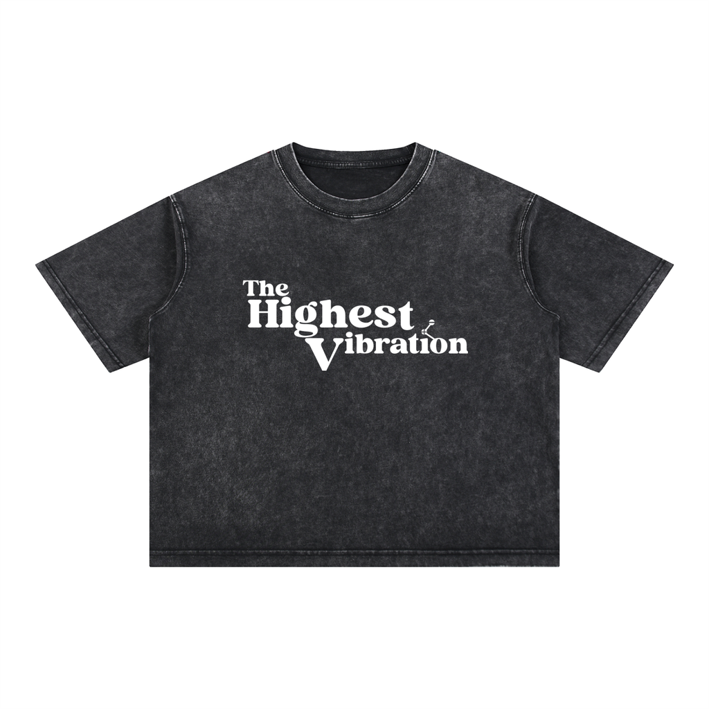 The Highest Vibration Mineral Wash Boxy Tee (Black)